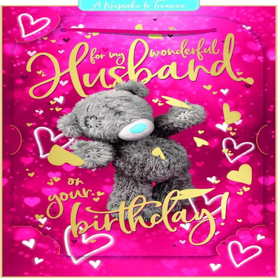 image 1 of Bear With Hearts For Wonderful Husband 3D Birthday Keepsake Card