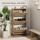 image 2 of VonHaus Rattan Shoe Storage Cabinet for Hallway with 3 Tier Drawers