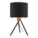 image 8 of Black Tripod Table Lamp with Gold Metal Ring and Cotton Drum Shade