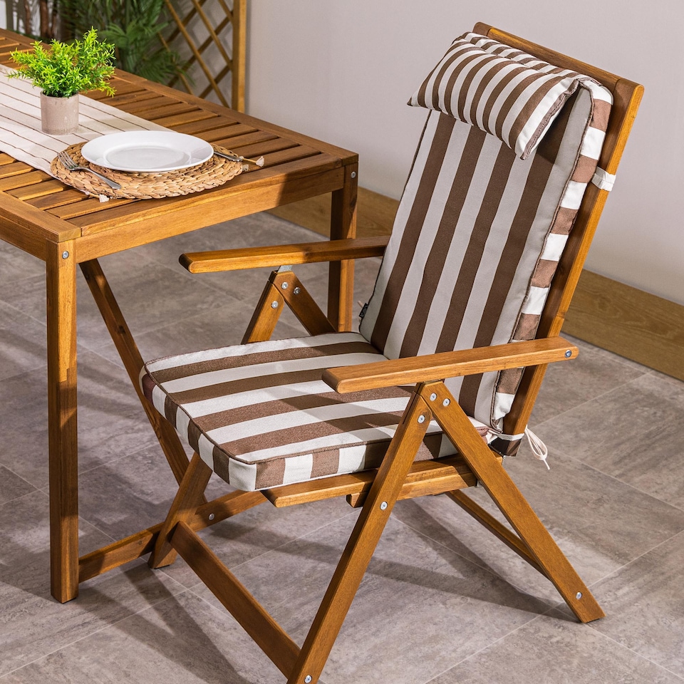 image 1 of High Back Seat Pad Deck Stripe, Cushion, Chocolate