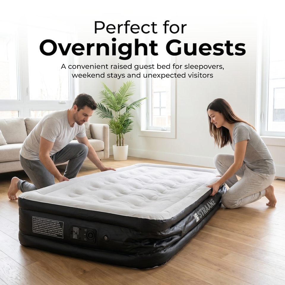 image 1 of Straame Single XL Air Bed with Built-in Pump, Inflatable Mattress 196 x 97 x 47 cm
