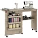 image 1 of HOMCOM Folding Sewing Table Rolling Craft Table with Drop Leaf Wheels Grey | Grey | Grey