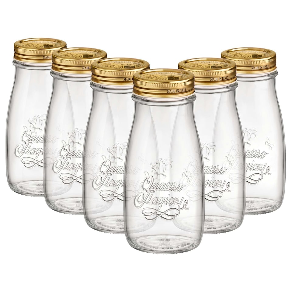 image 1 of Bormioli Rocco Quattro Stagioni Glass Bottles with Screw Top Lid - 400ml - Pack of 6 Clear | One Size