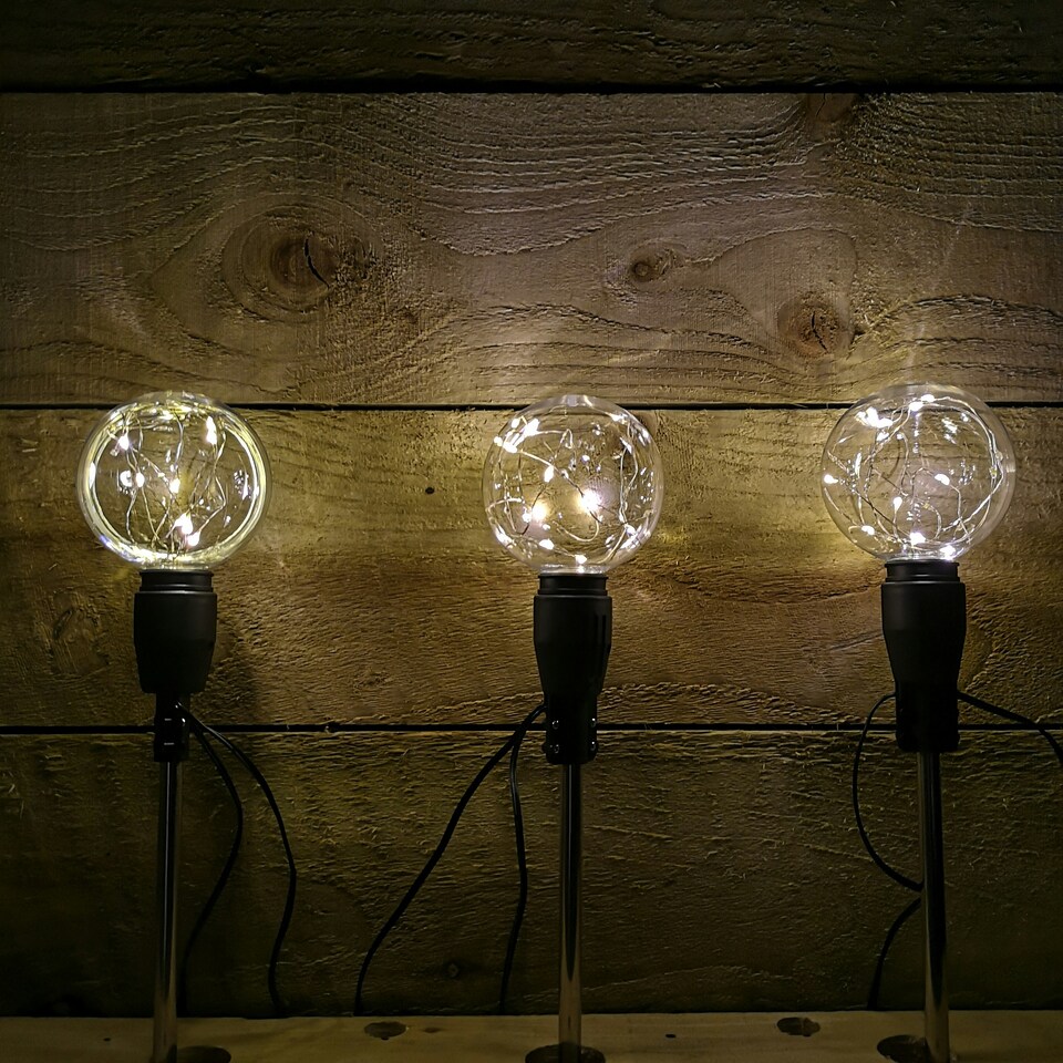 image 1 of Set of 3 Christmas Connectable Outdoor Twinkling Pathfinder Lights in Warm White