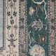image 4 of KUKOON Deep Green Cream Medallion Non Slip Washable Low Pile Rug 120cm x 170cm | Green