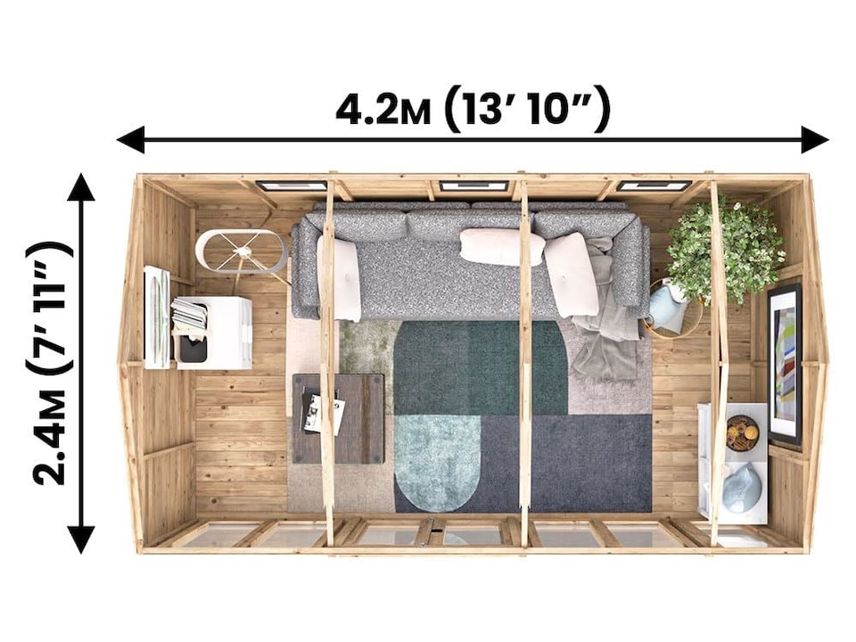 image 1 of Dunster House Summerhouse 4m x 2.4m (14' x 8') Reverse Apex, Pressure Treated, Superfelt, RagePanda