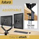 image 7 of Futura Dual Monitor Arm Desk Mount, Gas Spring Adjustable Stand for 13-32 Inch Screens | Black | Black | 1