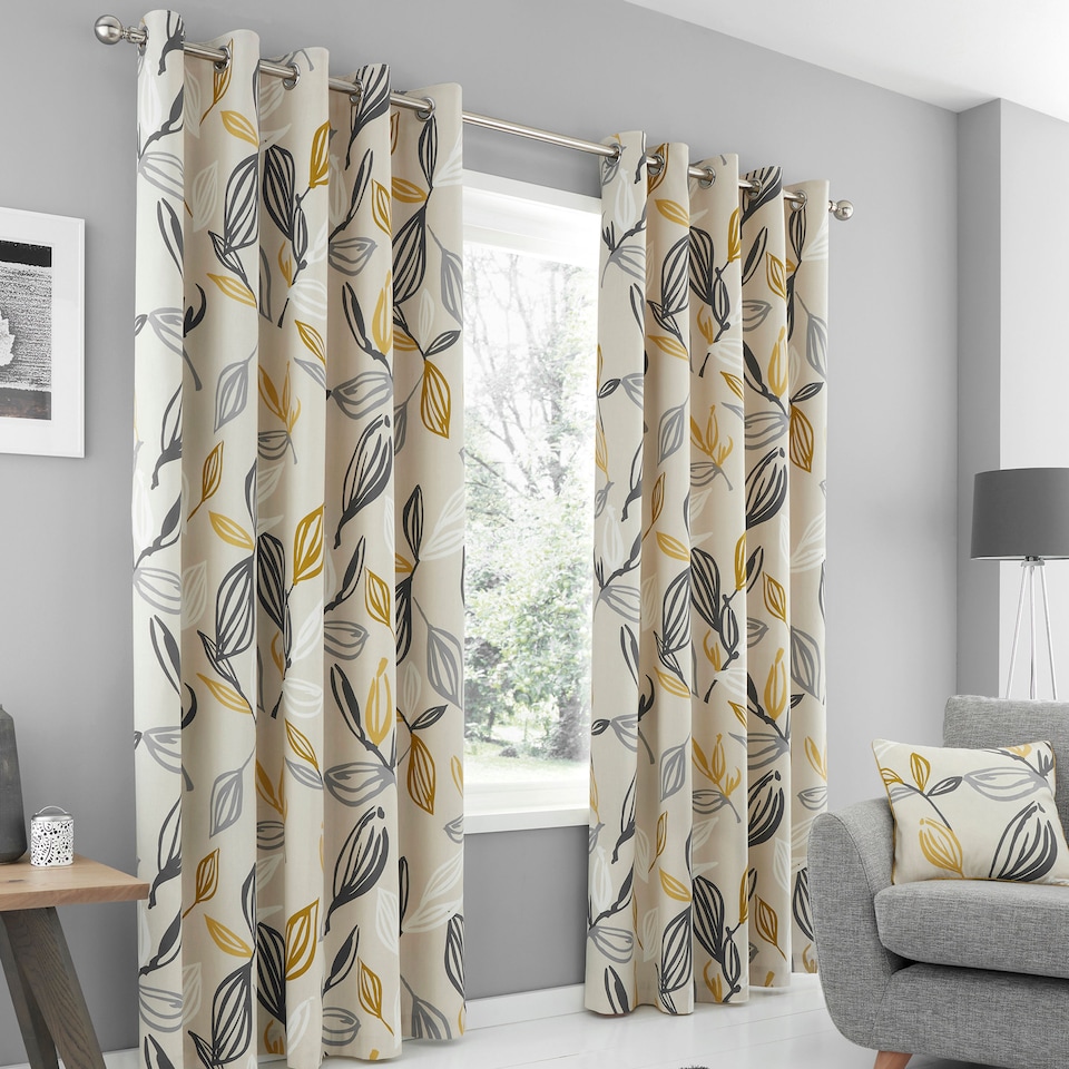 image 1 of Fusion Ensley Eyelet Curtains Ochre
