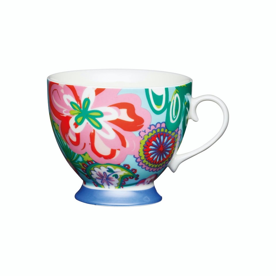 image 1 of KitchenCraft China Bright Floral Footed Mug Multi
