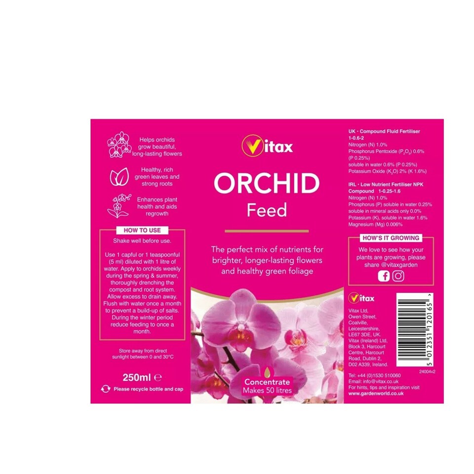 image 1 of Vitax Organic Orchid Feed Liquid Concentrate healthy Plant Food 250ml