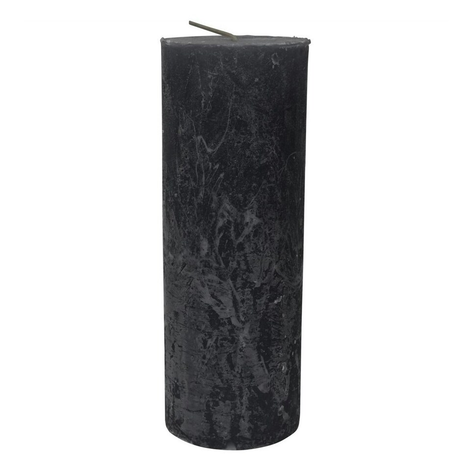 image 1 of Libra Rustica Pillar Candle - Paraffin - L7 x W7 x H19 cm - Dark Grey Grey