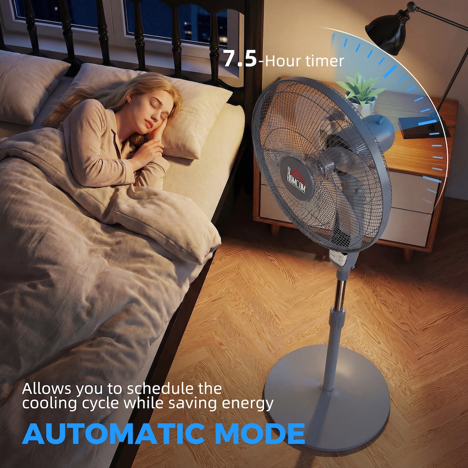 image 1 of HOMCOM 16 Oscillation Cooling Fan with Remote Adjustable Height