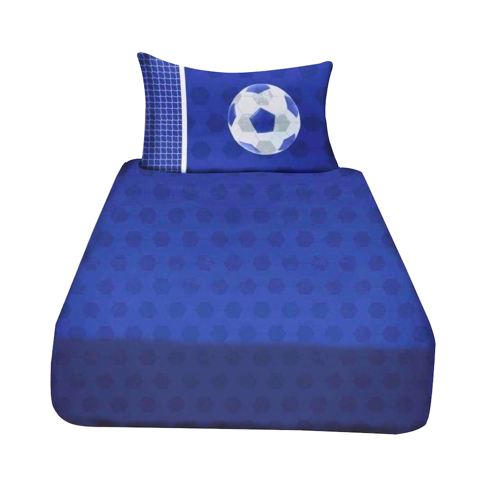 image 1 of Floso Football Fitted Sheet Set | Blue | Blue/White | One Size | 1