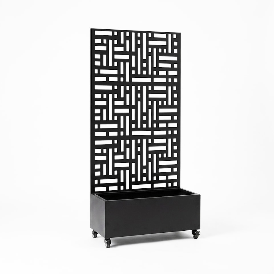 image 1 of Nicoman Metal Outdoor Privacy Screen Panel with Planter | Black | Black | 1