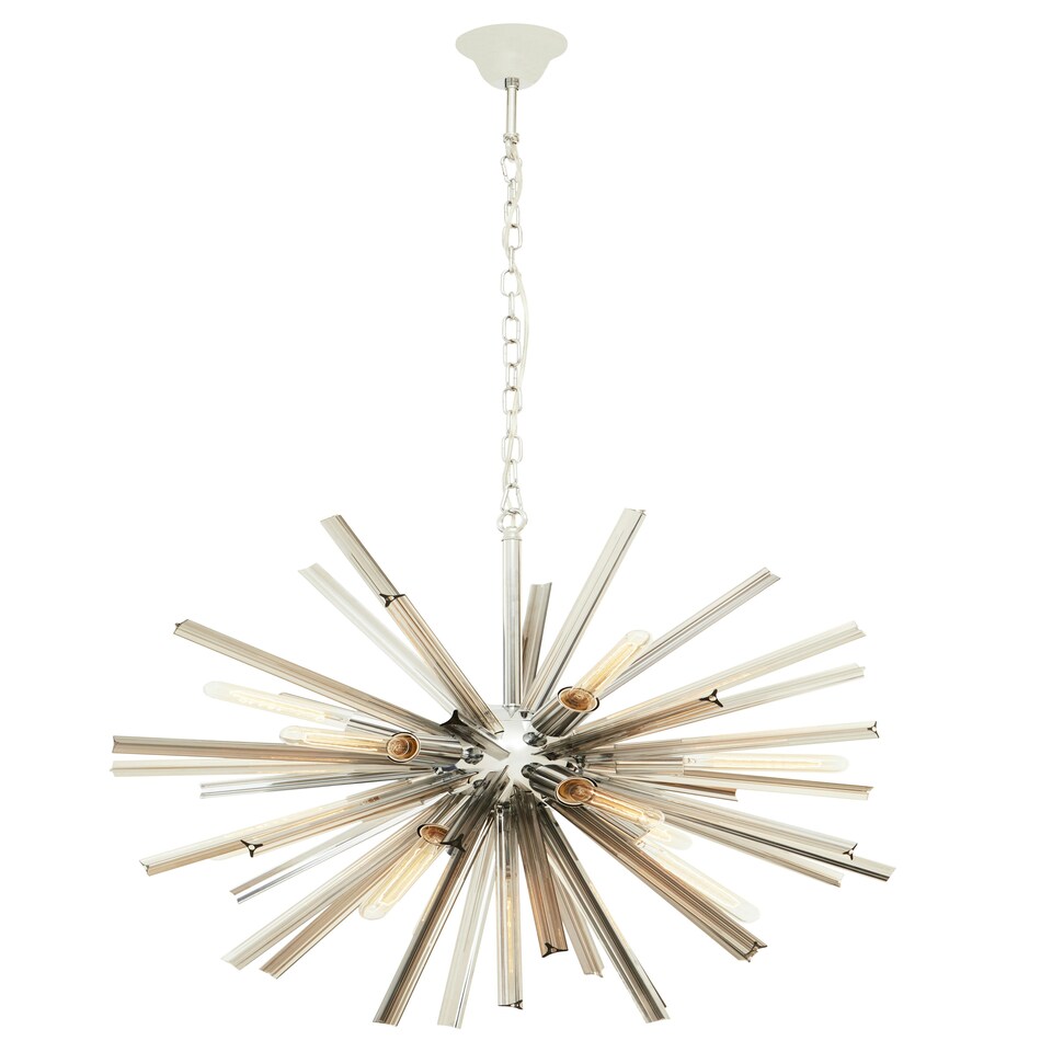 image 1 of Interiors by Premier Grey Glass And Chrome Finish Light Silver