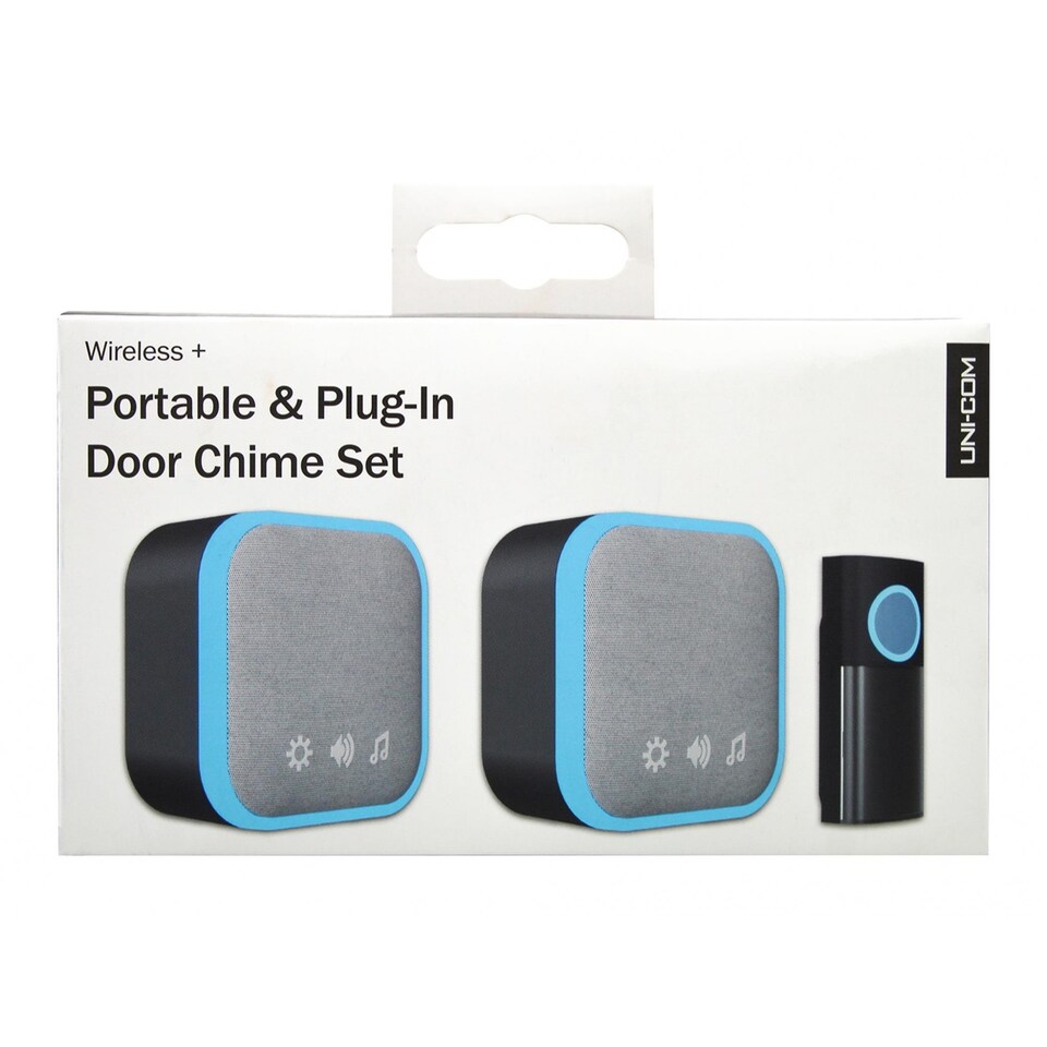 image 1 of Uni-com Portable And Plug-in Door Chime Set (UK Plug) | Multi | Multi Colour | Black | 1