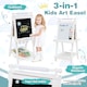 image 7 of COSTWAY Foldable Easel Kids 3-in-1 Double-sided Art Easel w/Chalkboard-White