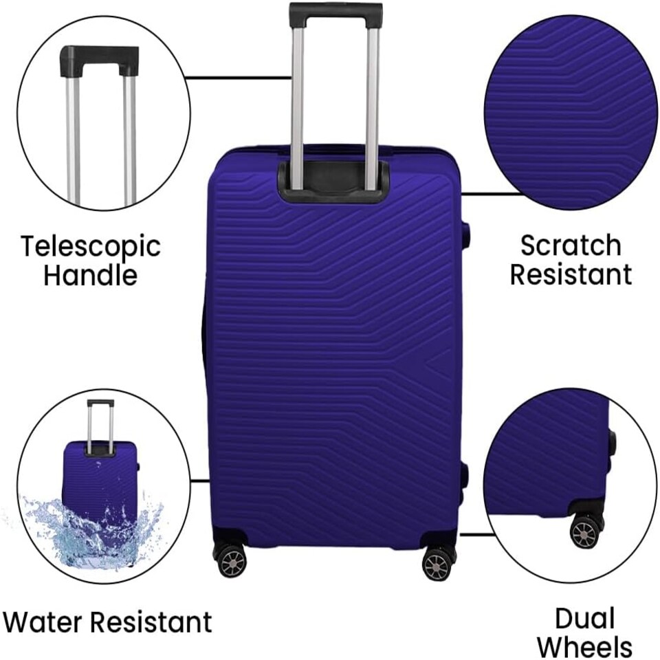 image 1 of Lightweight Navy Hard Shell ABS Suitcase Set Luggage Travel Trolley Set of 3 Cabin Cases