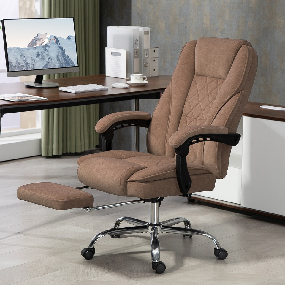 image 1 of Vinsetto Massage Office Chair, Heated Reclining Desk Chair, Brown | Brown