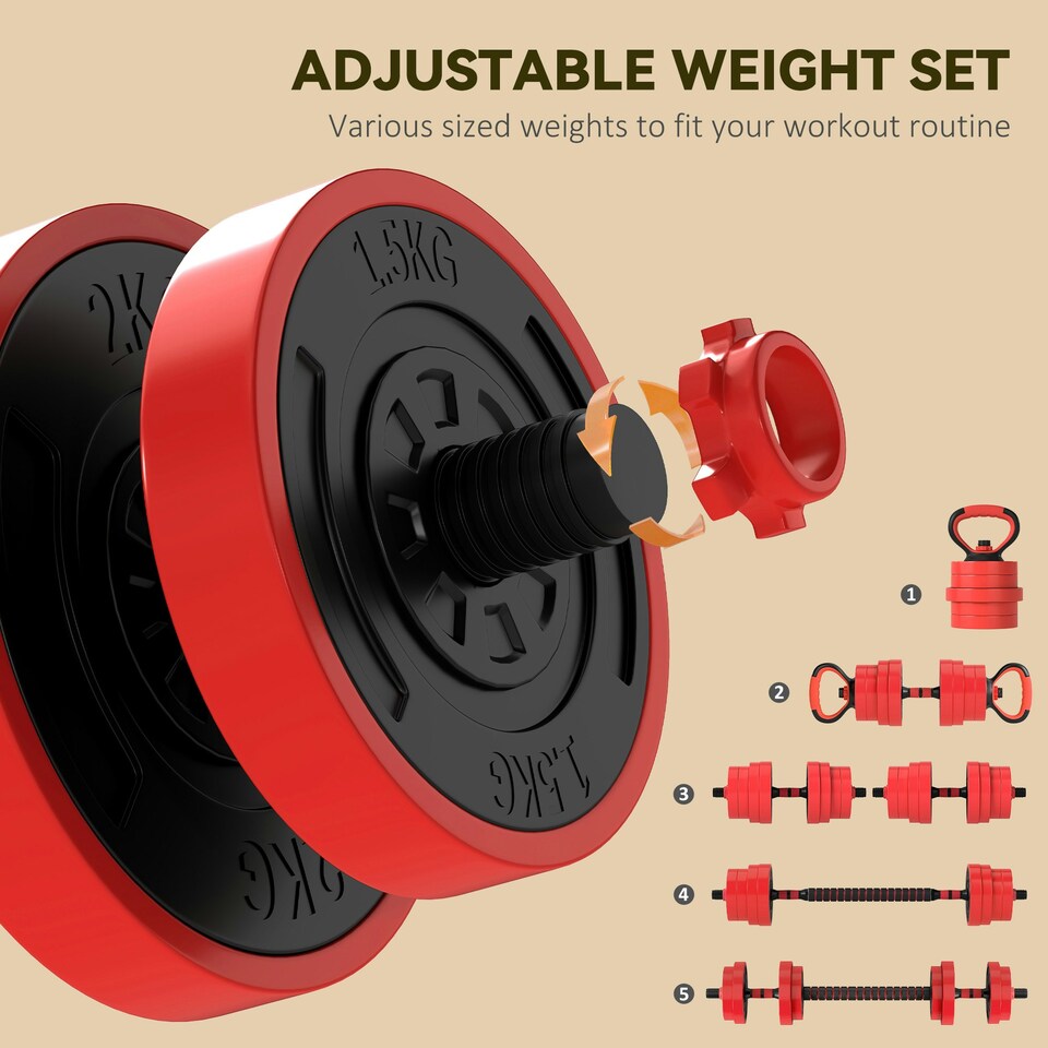 image 1 of SPORTNOW Weight Dumbbells Set, Barbell, Kettlebell, Push Up Stand, 30kg 