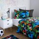 image 3 of OHS Kids Graphic Football Reversible Duvet Cover and Pillowcase Bedding Set Multi | Neon Multi | Double