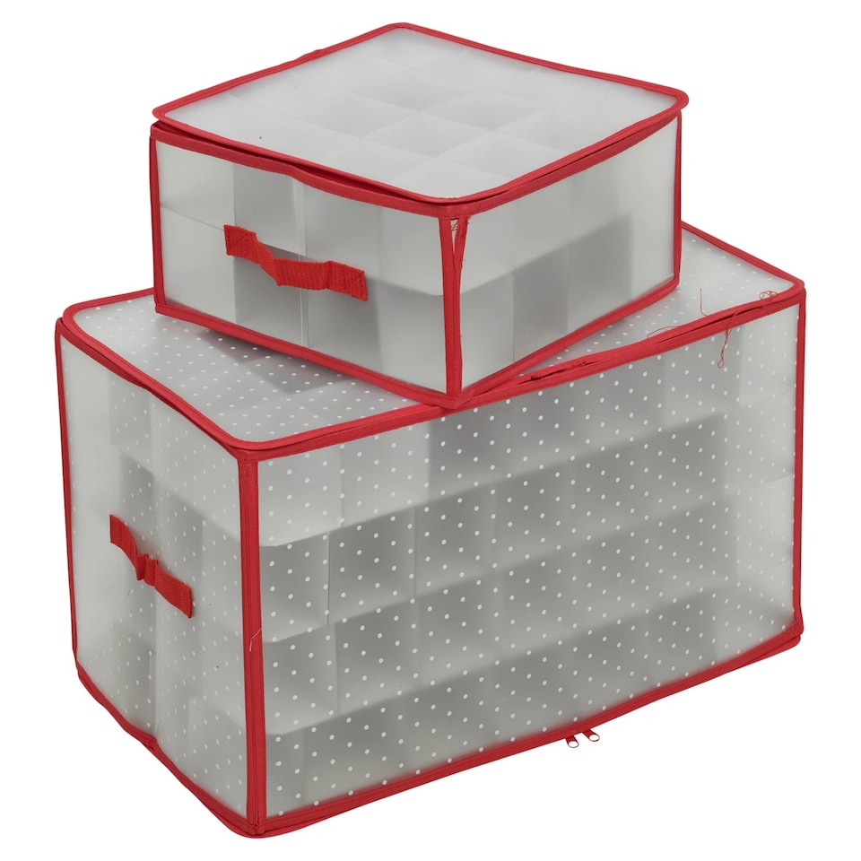 image 1 of Christmas Tree Decorations Storage Baubles Ball Case Bag Holder Organiser with Zip | Multi | Red & White | 112 Baubles