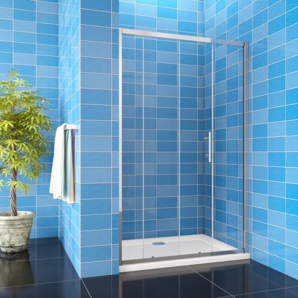 image 1 of Aica Bathrooms 1200x1850mm Sliding Shower Enclosure Shower Screen WalK In Glass Door Cubicle Chrome