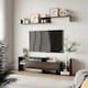 image 2 of HOMCOM TV Cabinet Unit w/ Wall-Mounted Shelf, Open Shelves Black and Brown Black