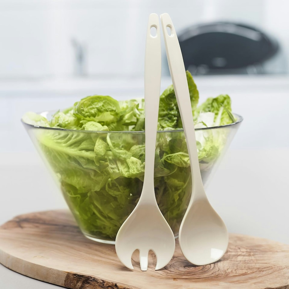 image 1 of Zeal Melamine 2-Piece Salad Servers Set Cream | Cream