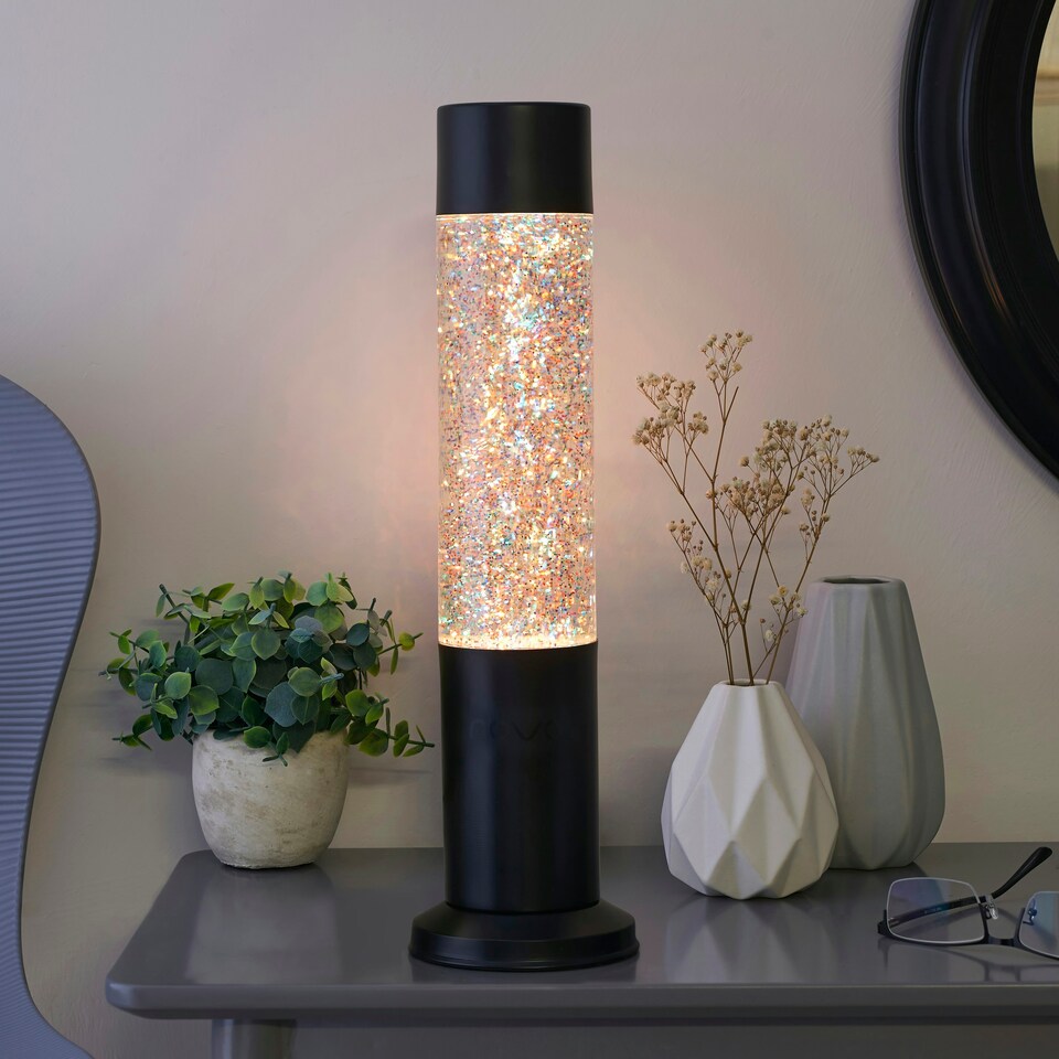 image 1 of Nova Glitter Lamp Black Black