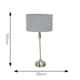 image 3 of ValueLights Maggie Brushed Chrome Candlestick Slim Table Lamp with Grey Velvet Drum Lamp Shade and LED Bulb Grey
