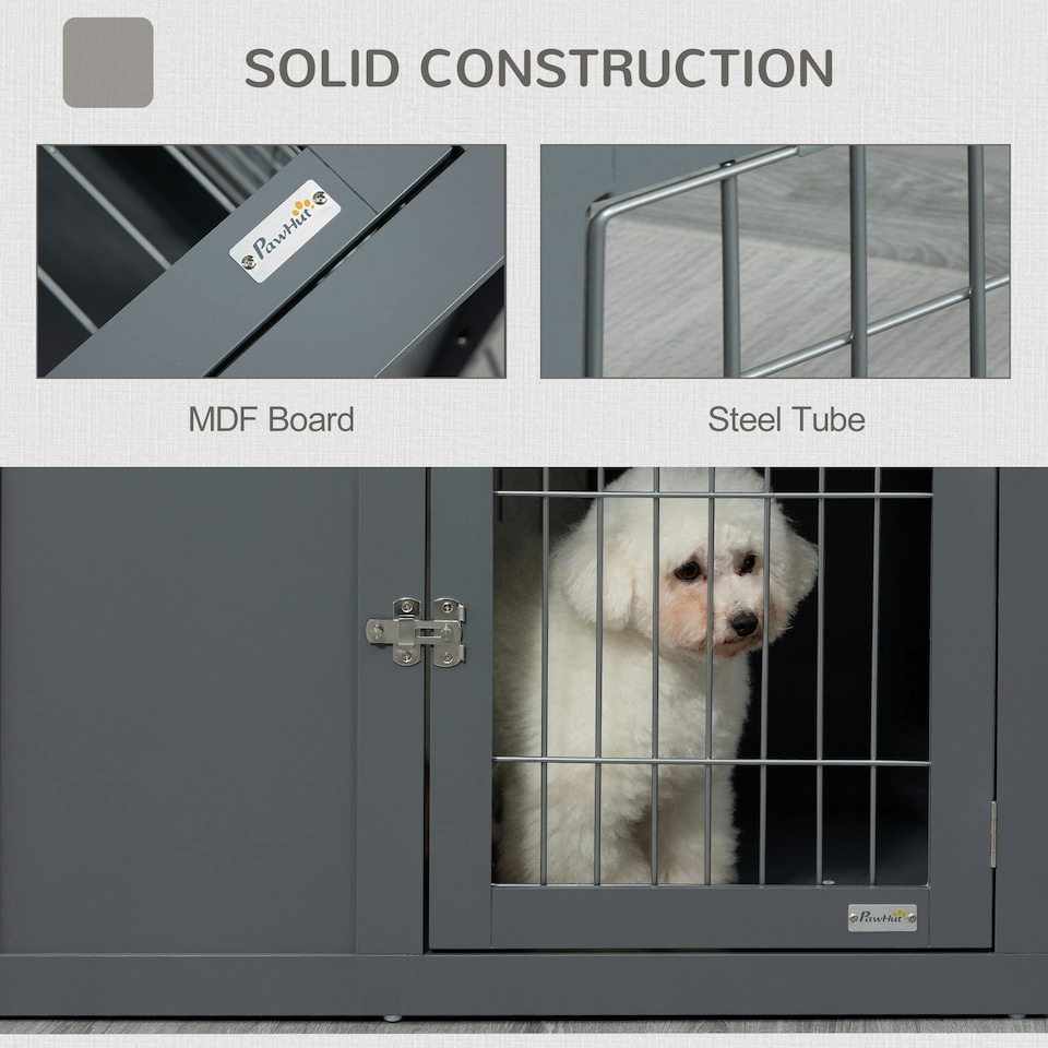 image 1 of PawHut Furniture-Style Dog Crate w/ Two Lockable Doors, for Small & Medium Dogs