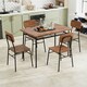 image 3 of COSTWAY 5Pcs Wood Square Kitchen Table & Chair Set Brown