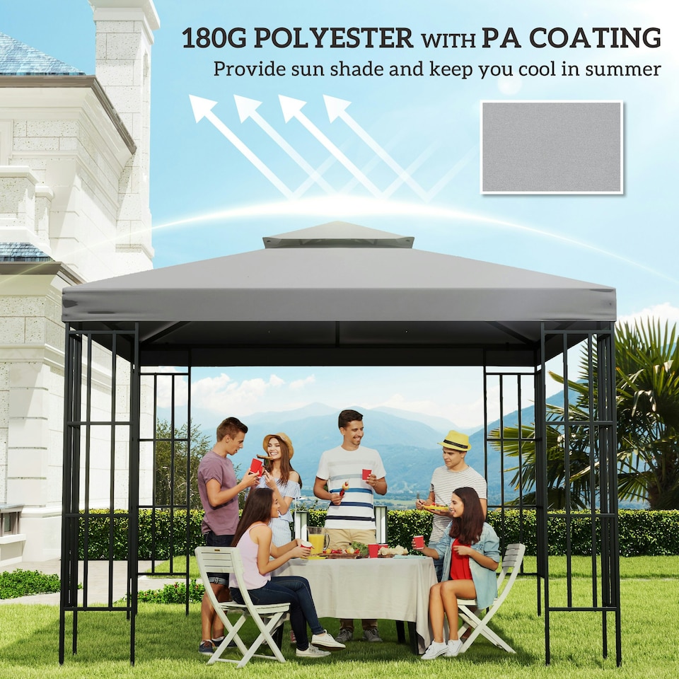 image 1 of Outsunny 3m 2 Tier Garden Gazebo Top Cover Replacement Canopy Roof