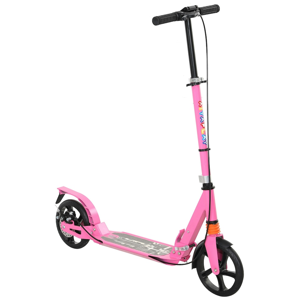 image 1 of AIYAPLAY Kids Scooter, Foldable Kick Scooter w/ Adjustable Handlebar, Pink Pink
