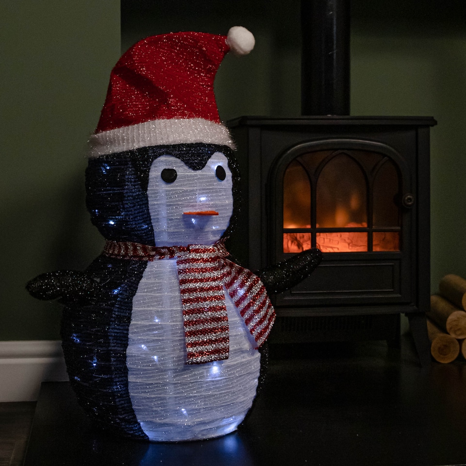 image 1 of 70cm Battery Operated Pop up Christmas Penguin with Static & Flashing White LEDs