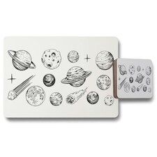Set of space objects planets, stars (Placemat & Coaster Set)