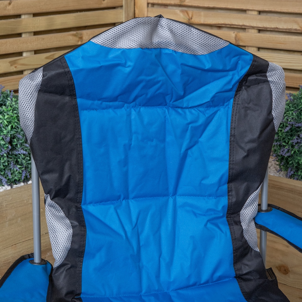 image 1 of Luxury Padded High Back Folding Outdoor, Camping, Fishing Chair in Blue