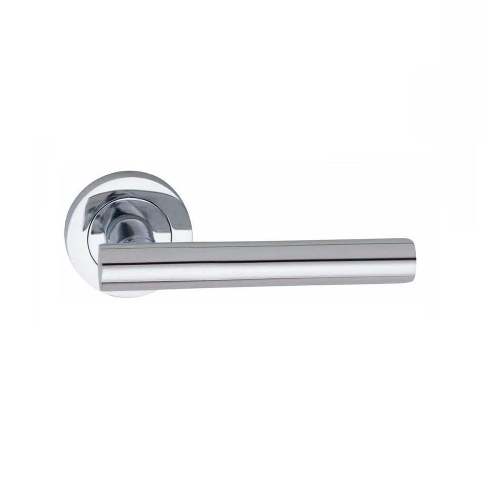 image 1 of Golden Grace Straight T-Bar Bathroom Classic Door Handles Set in Polished Chrome Finish with Thumbturn & Mortise Lock | Chrome | 1 Set