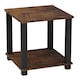 image 1 of Sandra 2 Tier S-Tube End Table Small Wood Bedside Nightstand With Storage Shelf | Multi | Rustic Brown with Black Legs
