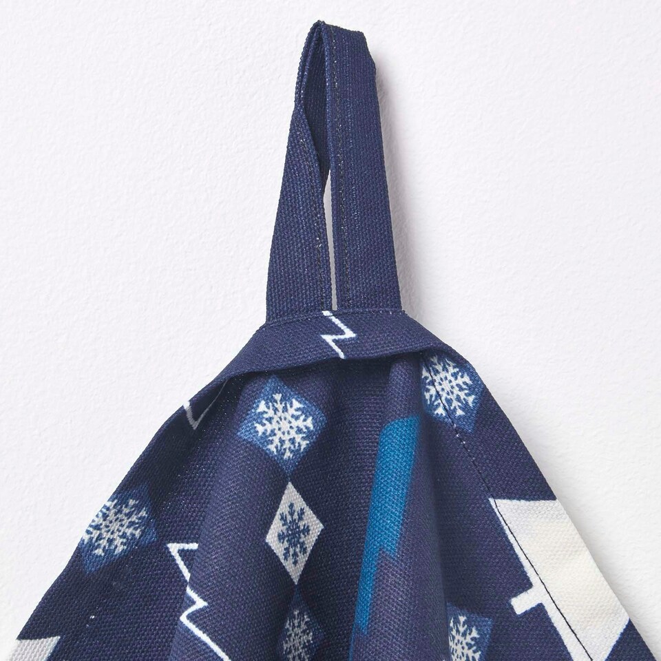 image 1 of Homescapes Blue Winterland Set of 3 Christmas Tea Towels Blue