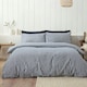 image 1 of Catherine Lansfield Brushed Stripe Cotton Reversible Duvet Cover Set Navy Blue | Blue | Navy Blue | King