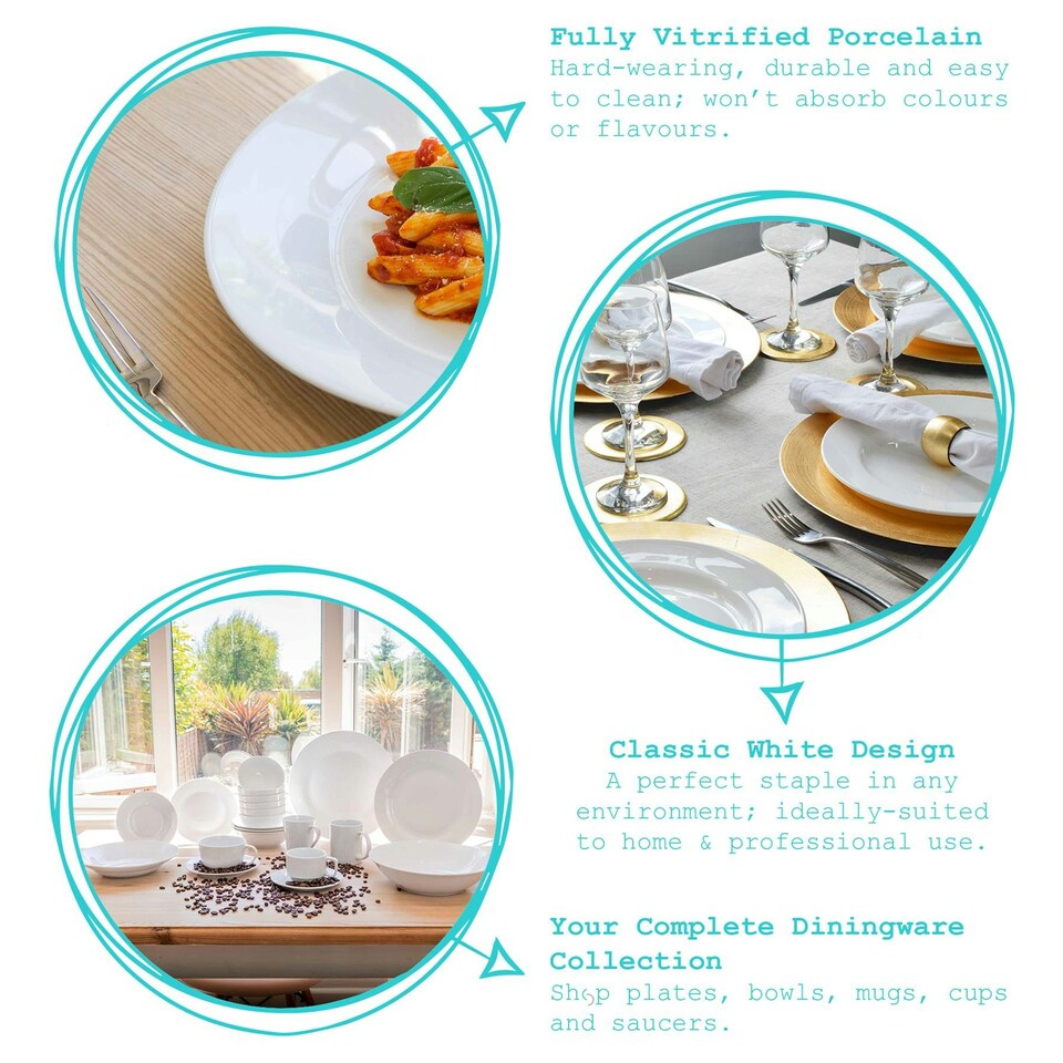 image 1 of Argon Tableware 48 Piece Classic White Stacking Teacup & Saucer Set - 200ml