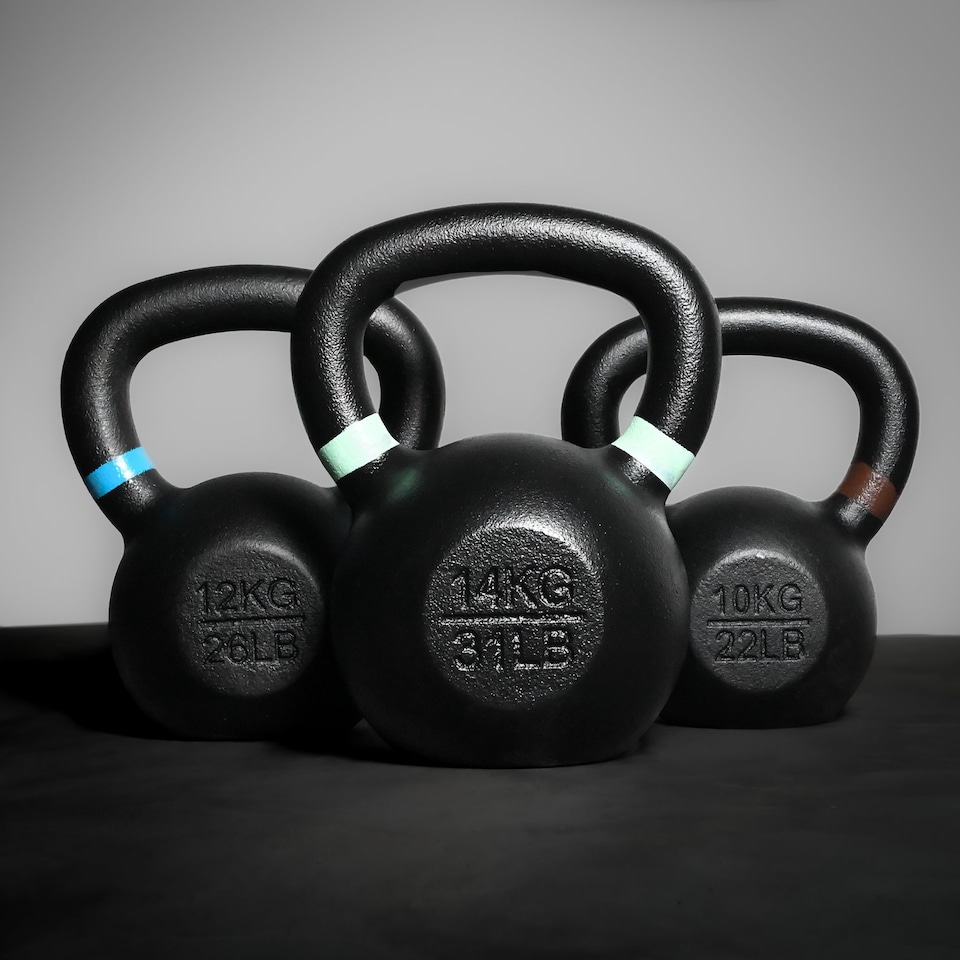 image 1 of GYM SETS Cast Iron Kettlebells- (4kg-6kg-8kg-12kg-16kg Kettlebell Set)