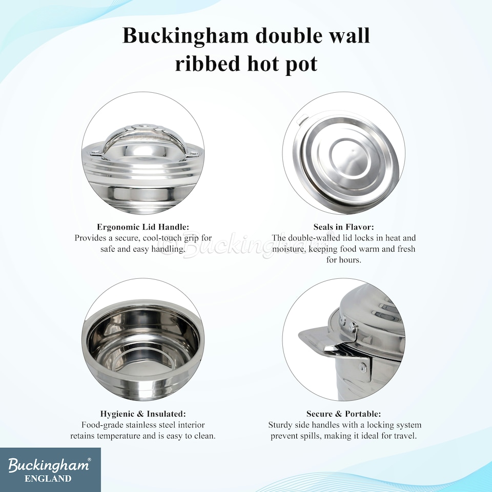 image 1 of Buckingham Double Wall Hot Pot Stainless Steel 3500 ml