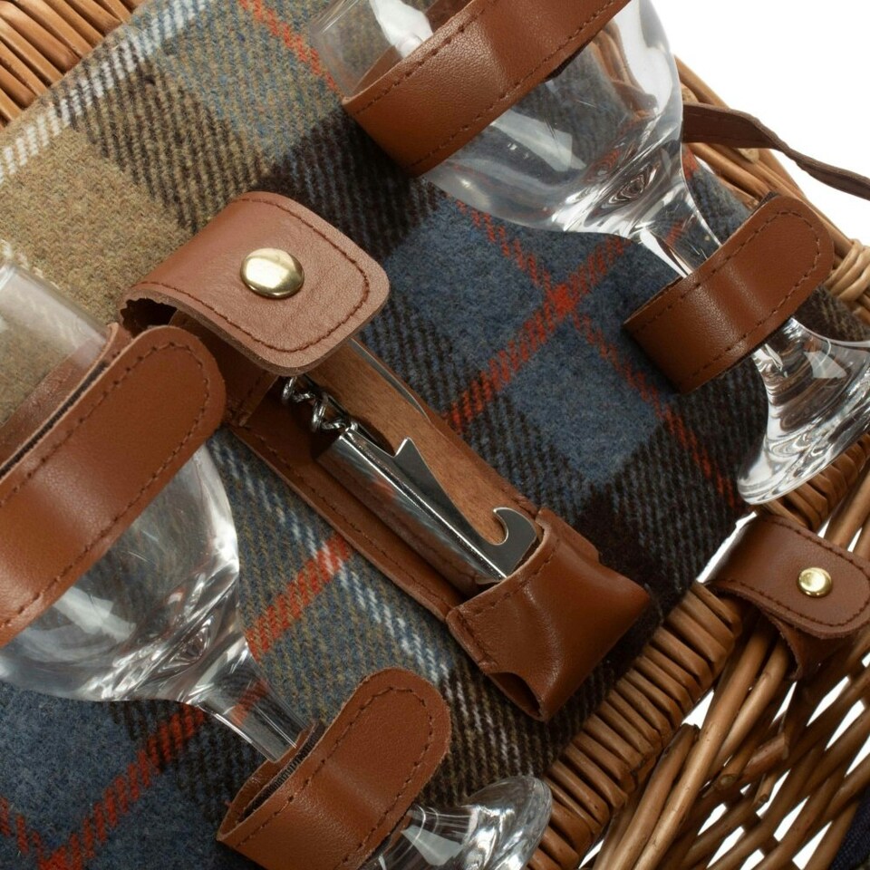 image 1 of 2 Person Ravenstor Slope-Sided Fitted Wicker Picnic Basket