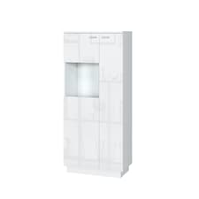 Glass Display Cabinet Unit Bookcase Shelving Cupboard Storage Buffet White Gloss Modern Sol