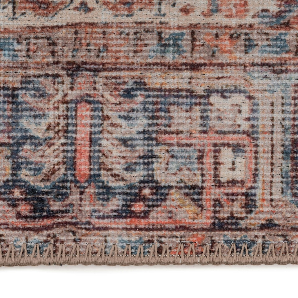 image 1 of KUKOON Warm Terracotta Traditional Medallion Non Slip Washable Low Pile Rug 160cm x 230cm | Multi