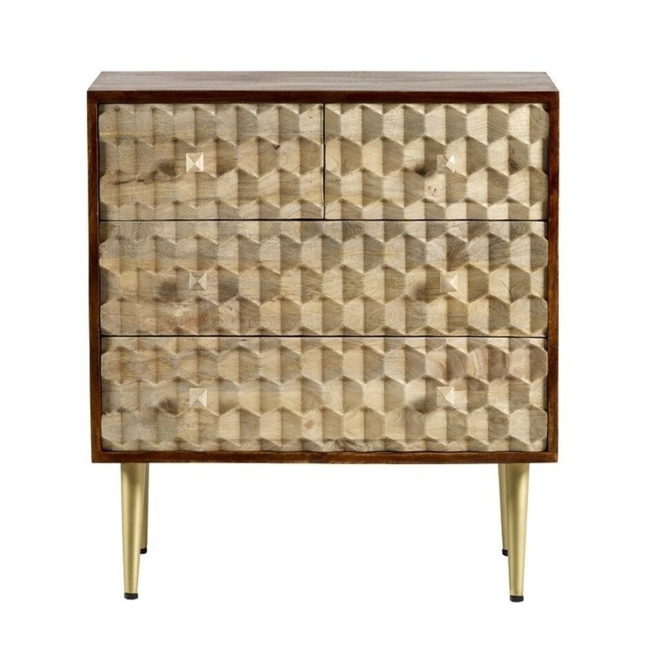 image 1 of Edison 4 Drawer Chest - Solid Mango Wood - L40 x W85 x H80 cm