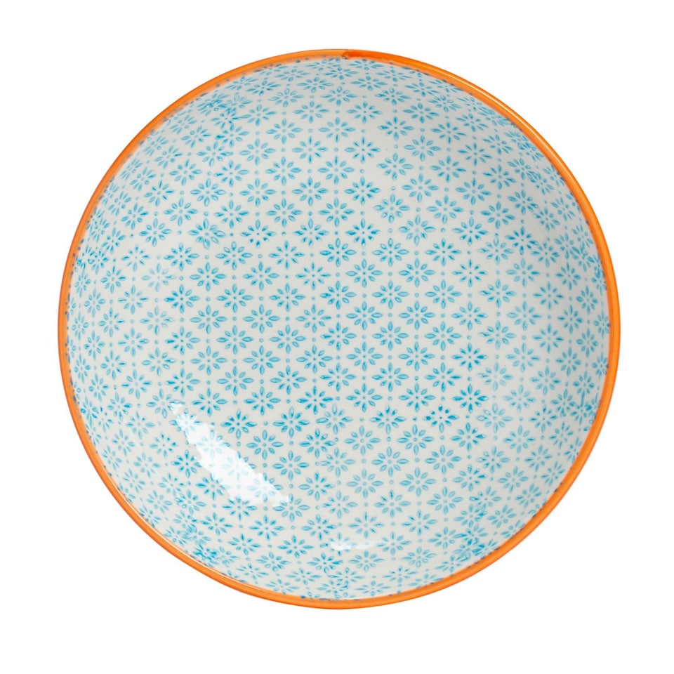 image 1 of Nicola Spring Hand-Printed Pasta Bowls - 22cm - Blue - Pack of 6 Blue